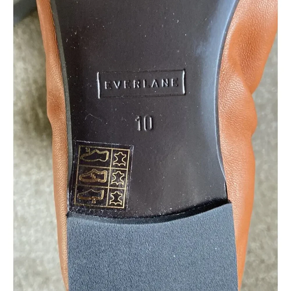 Everlane The Scrunch Flat Toffee Brown Leather Ballet Flats Women’s Size 10 - Picture 4 of 4